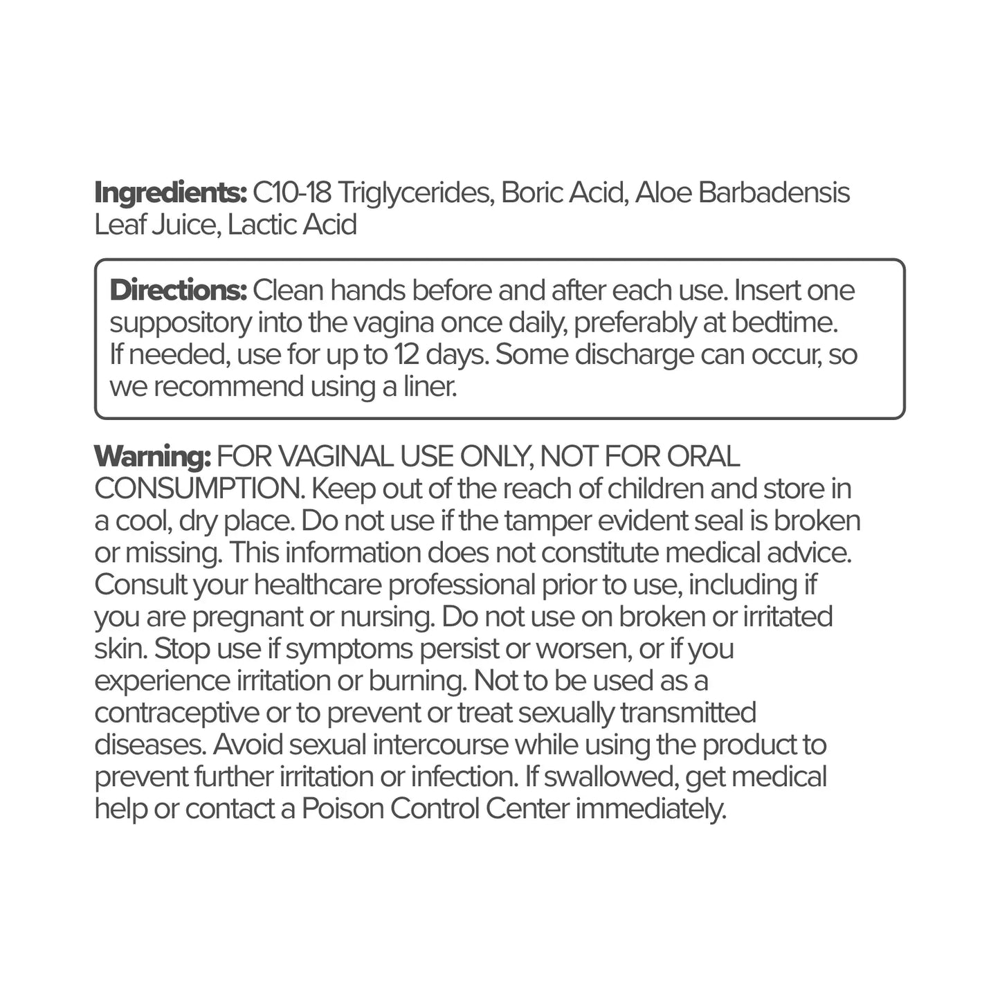 Boric Acid Vaginal Suppository